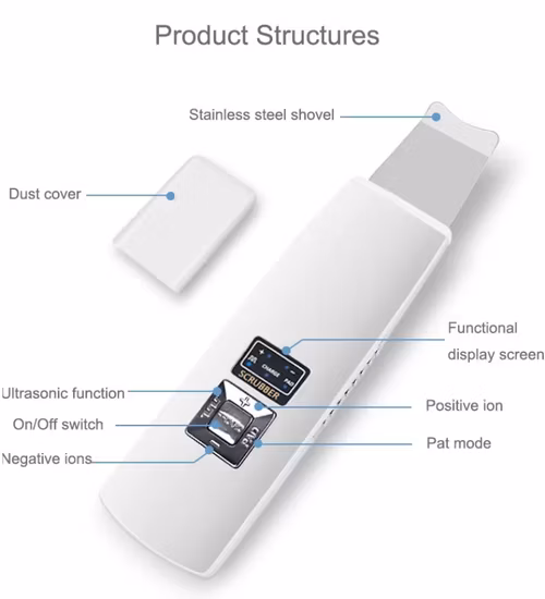 Spatola per la rimozione dell'acne per punti neri viso agli ioni Detergente per pori viso Spatola per la pulizia profonda della pelle Scrubber per la pelle ad ultrasuoni