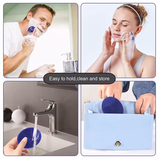 Spazzola sonica per la pulizia del viso, spazzola elettrica per il viso e massaggiatore in silicone, scrubber per il viso in silicone impermeabile per pulizia profonda, esfoliante, ricaricabile, per Gi